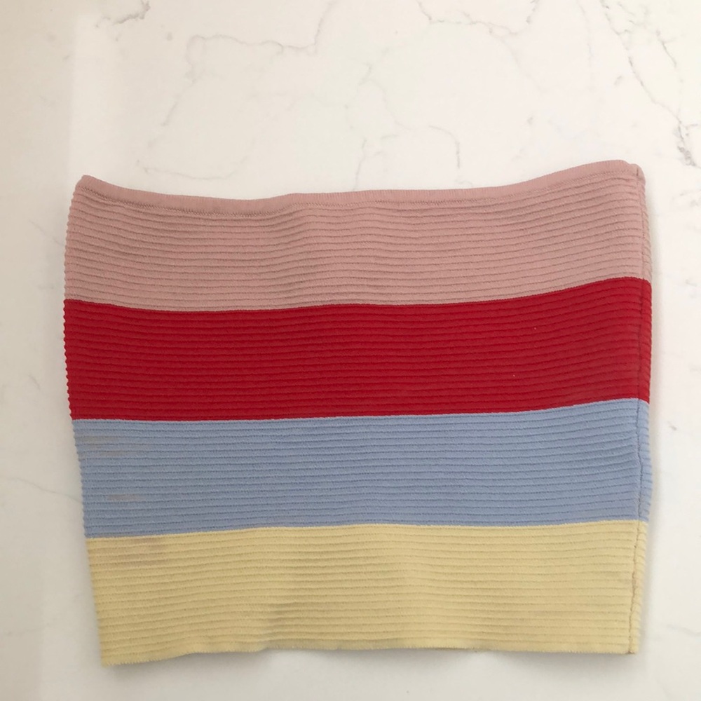 Colorful Ribbed bandeau top